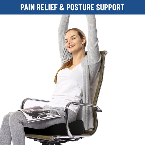 Everlasting Comfort Doctor Recommended Memory Foam Seat Cushion for Office Chairs & Car - Ergonomic Office Desk Accessories - Cushions for Tailbone Pain Relief, Sciatica & Back Support Pillow