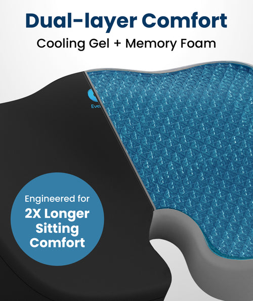 Everlasting Comfort Seat Cushion Gel Top in Black