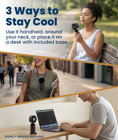 Everlasting Comfort Portable Handheld Fan, Rechargeable with LED Display & Cooling Mode, Small Personal Mini Portable Fan, 5 Speeds for Outdoor Travel, Hiking, Makeup, Camping, Office, Gifts for Women
