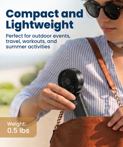 Everlasting Comfort Portable Handheld Fan, Rechargeable with LED Display & Cooling Mode, Small Personal Mini Portable Fan, 5 Speeds for Outdoor Travel, Hiking, Makeup, Camping, Office, Gifts for Women