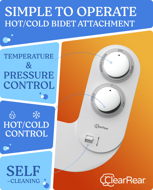 Clear Rear Hot and Cold Bidet Attachment for Toilet