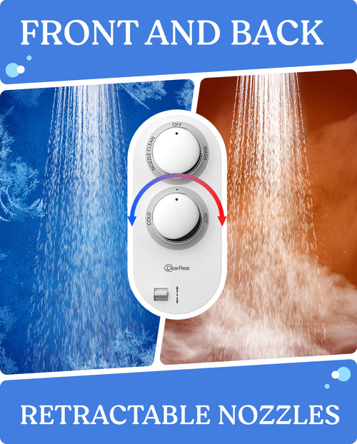 Clear Rear Hot and Cold Bidet Attachment for Toilet