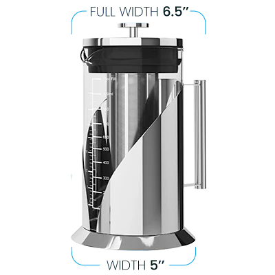 Coffee Maker: 5 inche base width/6.5 full width