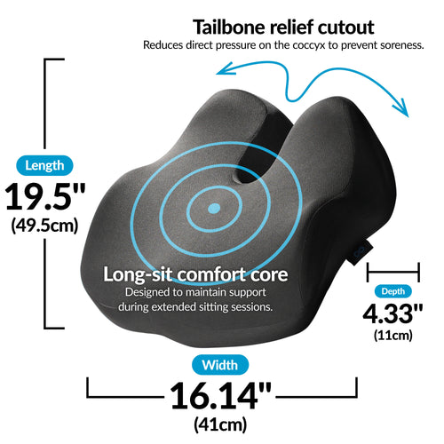 Premium Memory Foam Seat Cushion Black Tucker