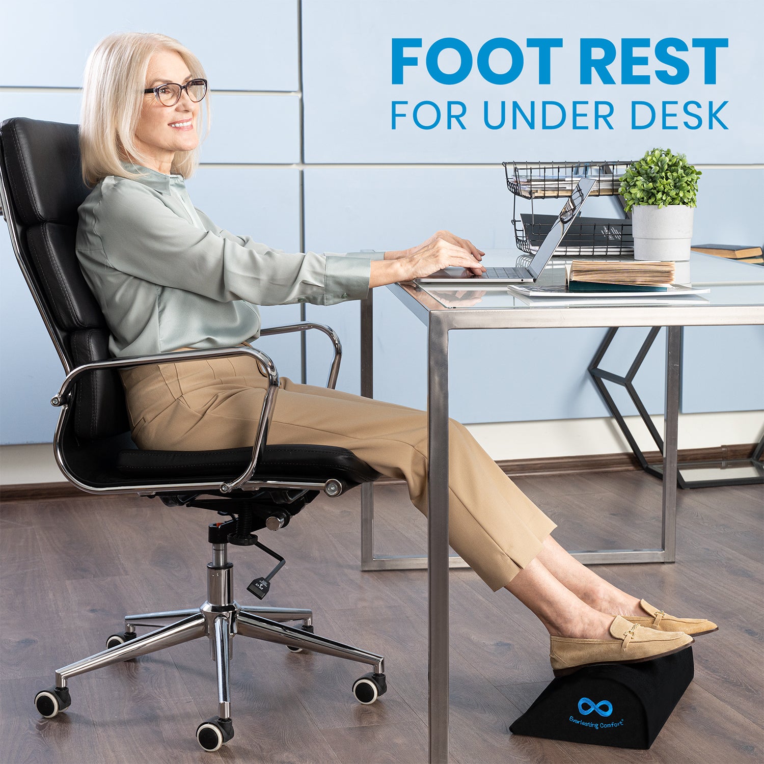 Everlasting Comfort Office Foot Rest Under Desk - Pure Memory Foam