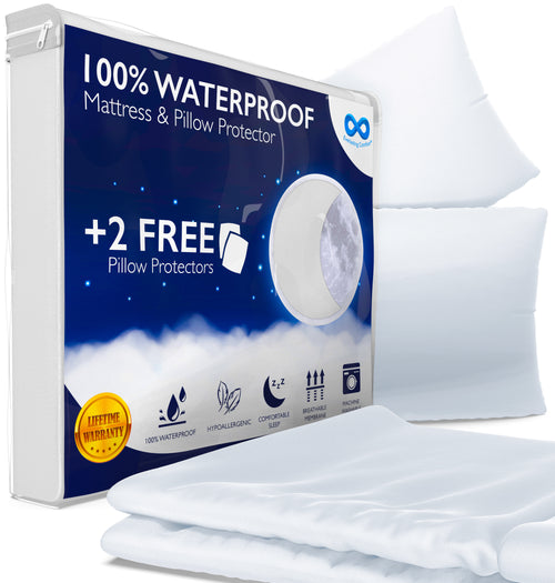 Twin Mattress Protector Waterproof - 2 Pillow Protectors Included, Machine Washable