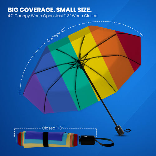 Rain-Mate Windproof Compact Umbrellas for Rain - Strong Reinforced Fiberglass Rib Design & Auto Open & Close - Portable Folding Travel Umbrella - Lightweight & Packable for Women & Men, Easy Collapse