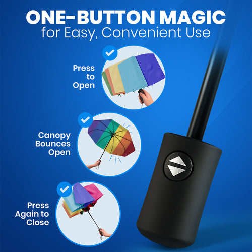 Rain-Mate Windproof Compact Umbrellas for Rain - Strong Reinforced Fiberglass Rib Design & Auto Open & Close - Portable Folding Travel Umbrella - Lightweight & Packable for Women & Men, Easy Collapse