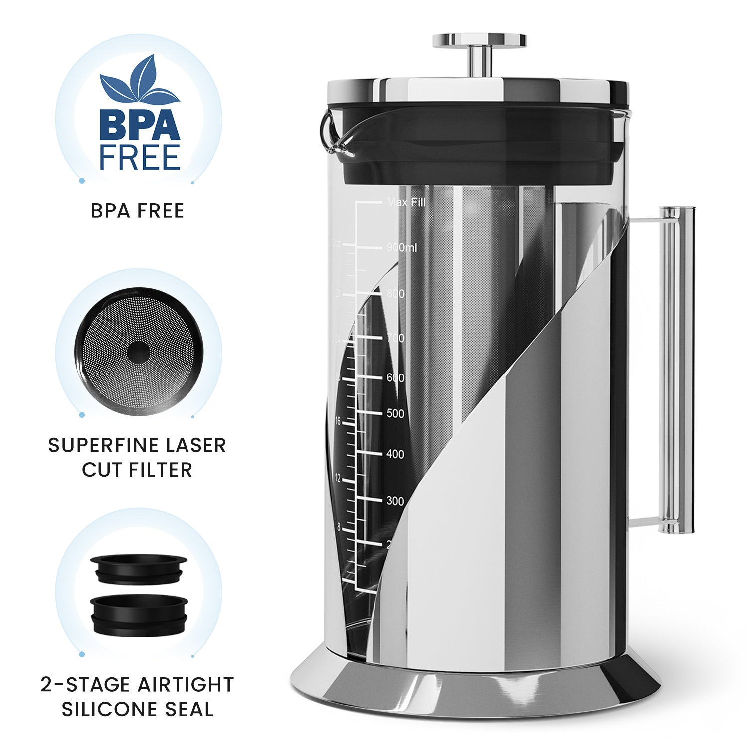 French Press by Cafe Du Chateau - Upper Echelon Products
