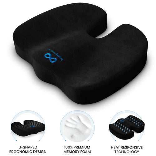 Everlasting Comfort Car and Truck Seat Cushion - Memory Foam Wedge Chair  Driving Pillow (Black)